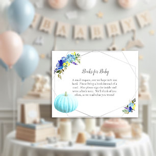Pumpkin Baby Shower Books For Baby Blue Invitation