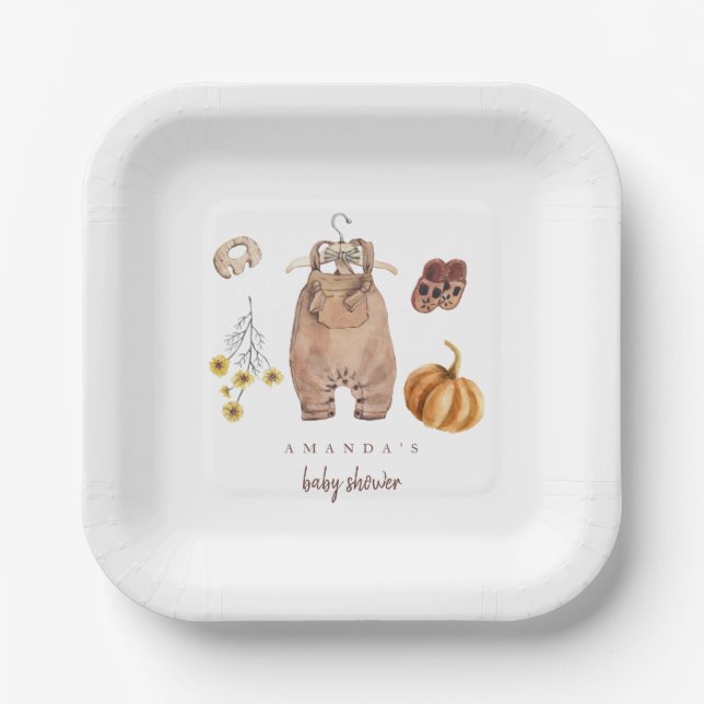 Pumpkin Baby Shower decor Paper Plate (Front)