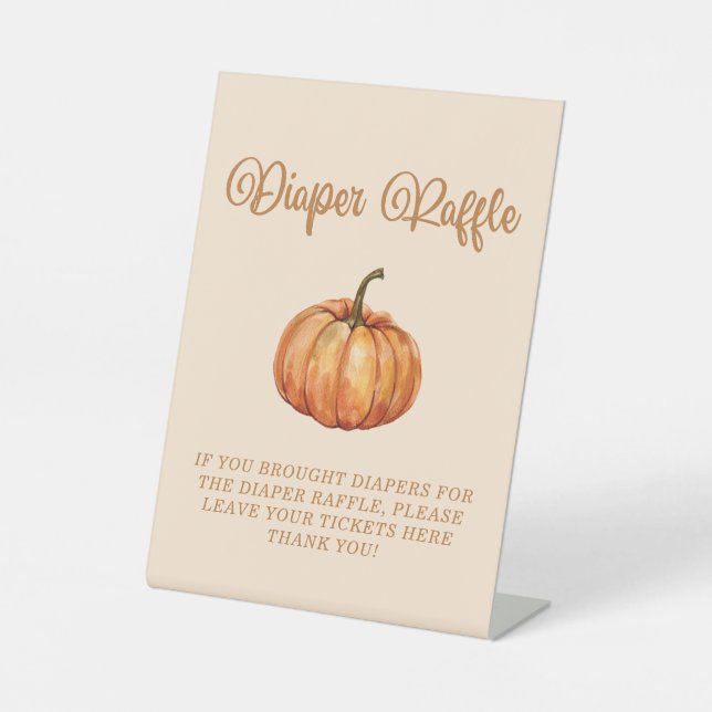 Pumpkin Baby Shower Diaper Raffle  Pedestal Sign (Front)