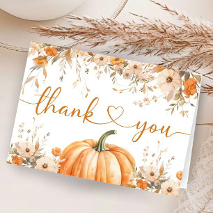 Pumpkin Baby Shower Fall Autumn Folded Thank You  Card