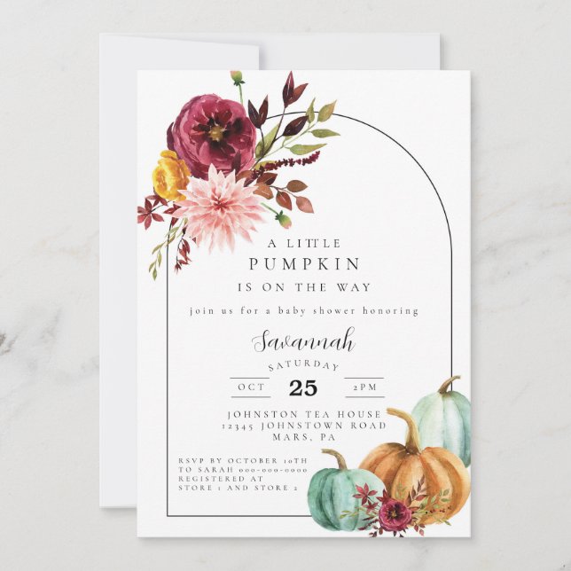 Pumpkin Baby Shower Fall Baby Shower Invitation (Front)