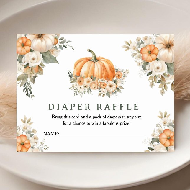 Pumpkin Baby Shower Fall Diaper Raffle Enclosure Card (Creator Uploaded)