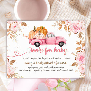 Pumpkin Baby Shower Fall Pink Truck Books for Baby Enclosure Card