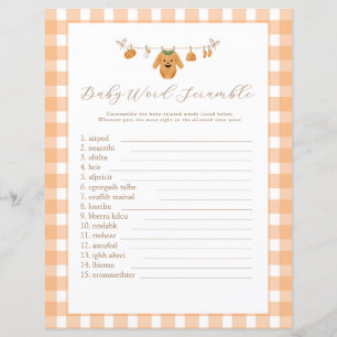 Pumpkin Baby Shower Game Card