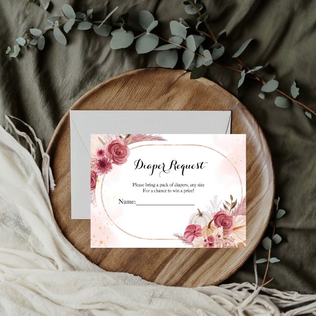 Pumpkin baby shower game diaper raffle request  enclosure card (Creator Uploaded)
