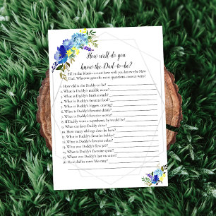 Pumpkin Baby Shower Game Who Knows Dad Best Blue Invitation