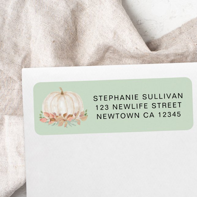 Pumpkin Baby Shower Green Return Address (Creator Uploaded)