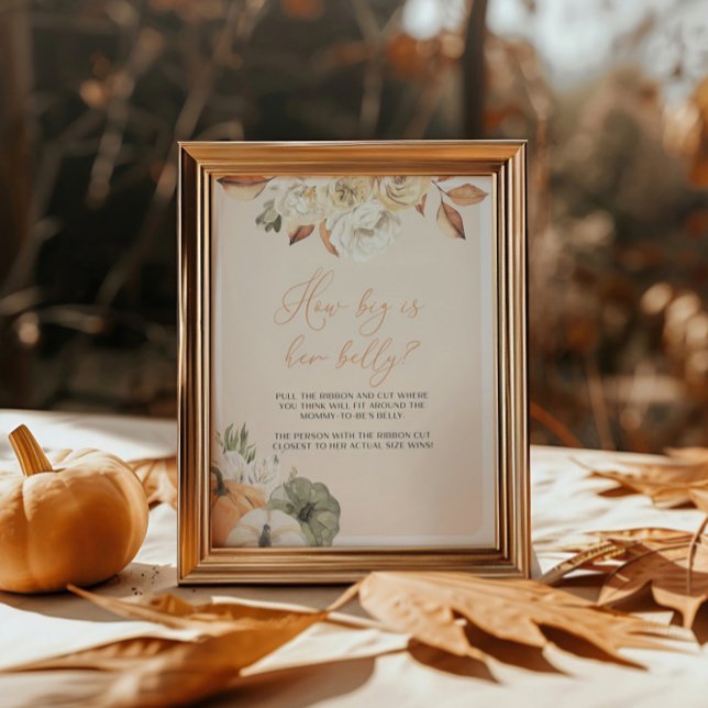 Pumpkin Baby Shower How Big Is Her Belly Sign (Creator Uploaded)