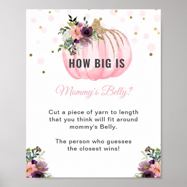 Pumpkin Baby Shower How Big is Mummy's Belly Game Poster (Front)