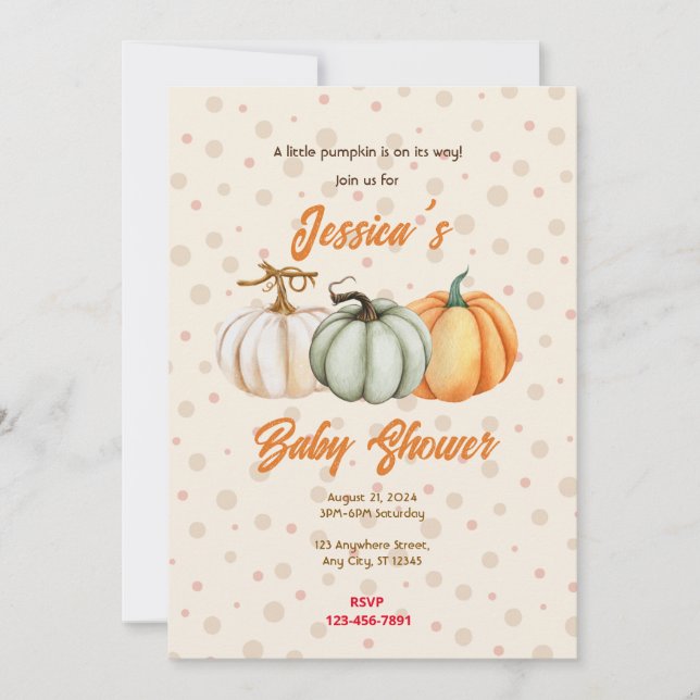 Pumpkin Baby Shower Invitation (Front)