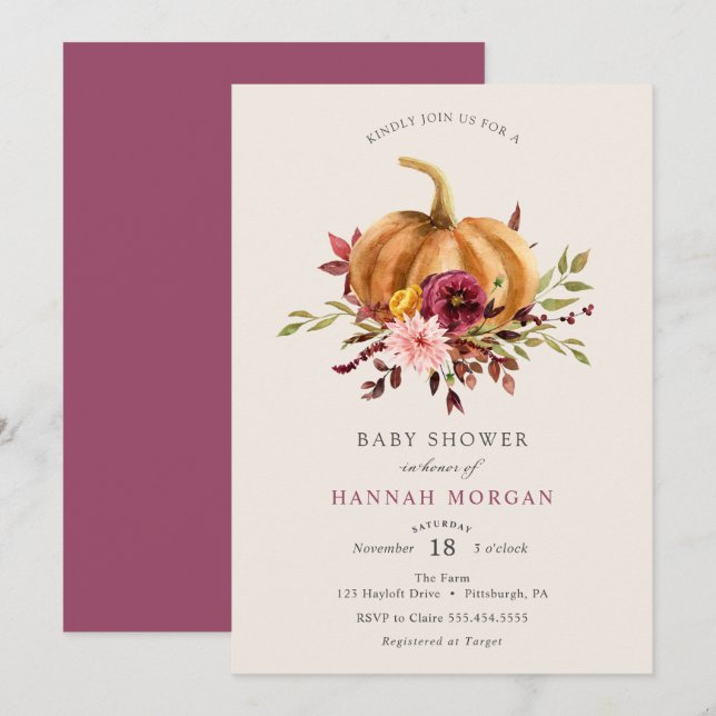 Pumpkin Baby Shower invitation (Front/Back)