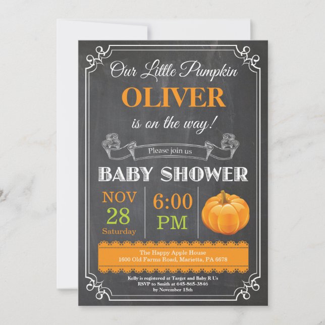 Pumpkin Baby Shower Invitation (Front)