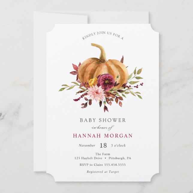 Pumpkin Baby Shower invitation (Front)