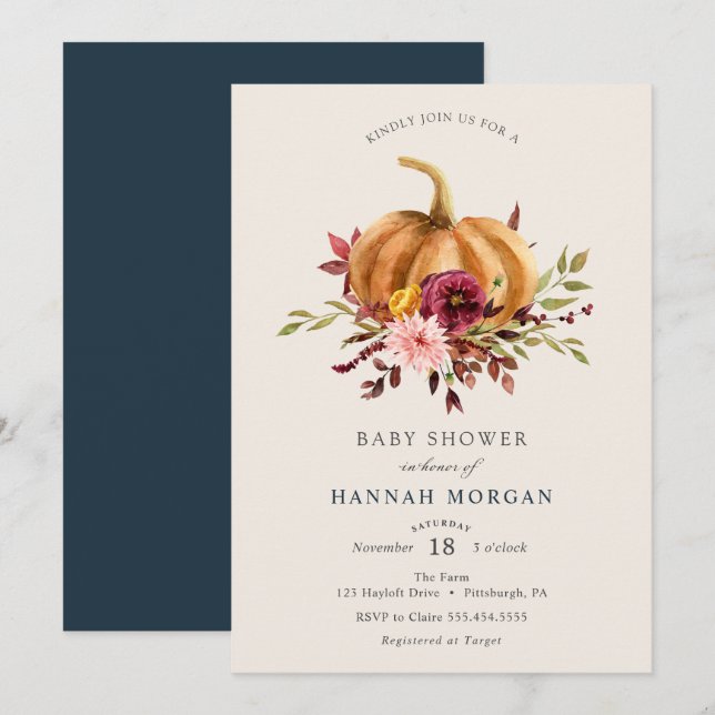 Pumpkin Baby Shower invitation (Front/Back)