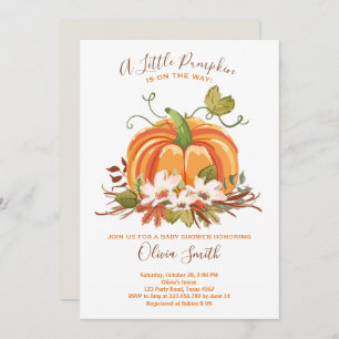 Pumpkin Baby shower invitation Autumn Fall Neutral