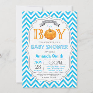 Pumpkin Baby Shower Invitation Fall Autumn Boy
