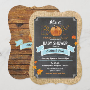 Pumpkin baby shower invitation rustic wood chalk