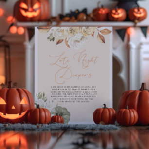 Pumpkin Baby Shower Late Night Diapers Poster