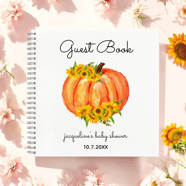 Pumpkin Baby Shower Orange White Guest Book  (Creator Uploaded)