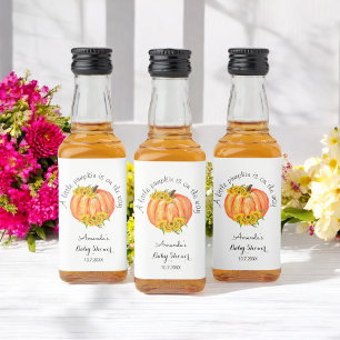 Pumpkin Baby Shower Orange White Liquor Bottle Label