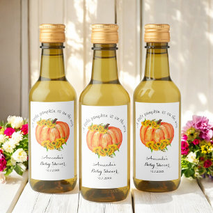 Pumpkin Baby Shower Orange White Wine Label
