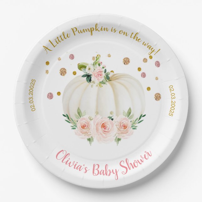 Pumpkin Baby Shower Paper Plate (Front)