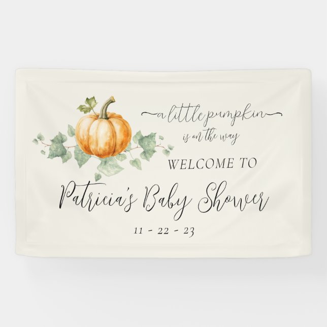 Pumpkin Baby Shower Party Decor Signs Banner (Horizontal)