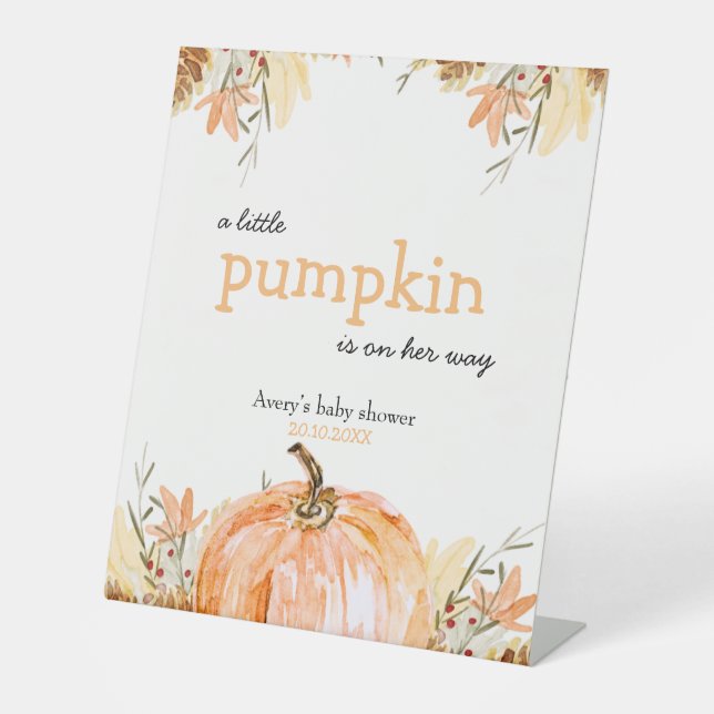 Pumpkin Baby Shower Pedestal Sign (Front)