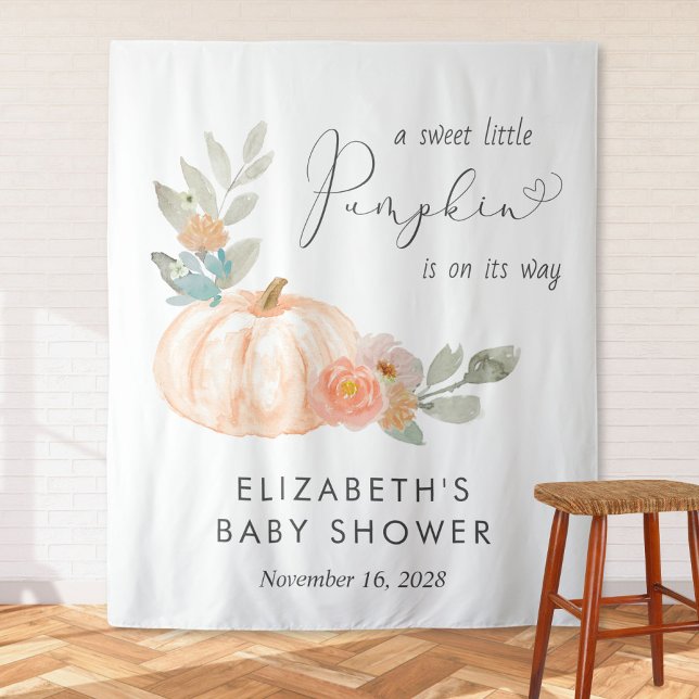 Pumpkin Baby Shower Photo Backdrop Tapestry (Creator Uploaded)