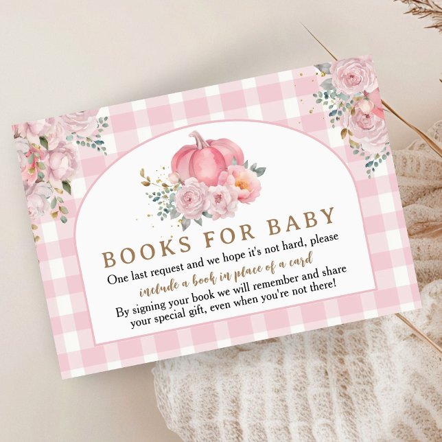 Pumpkin Baby Shower Pink Fall Books For Baby Enclosure Card (Creator Uploaded)