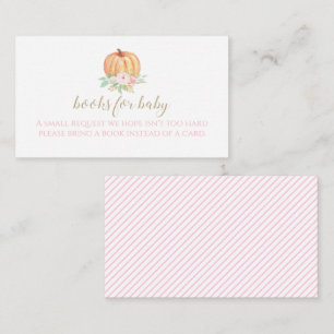 Pumpkin Baby Shower Pink Floral Books for baby Enclosure Card