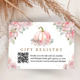 Pumpkin Baby Shower Pink Girl Gift Registry Card