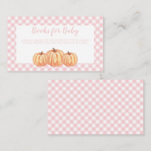 Pumpkin Baby Shower Pink Plaid Books for Baby Enclosure Card