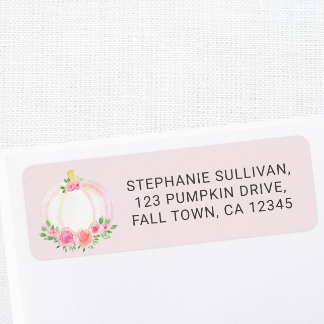 Pumpkin Baby Shower Pink Return Address (Creator Uploaded)