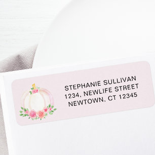 Pumpkin Baby Shower Pink Return Address 