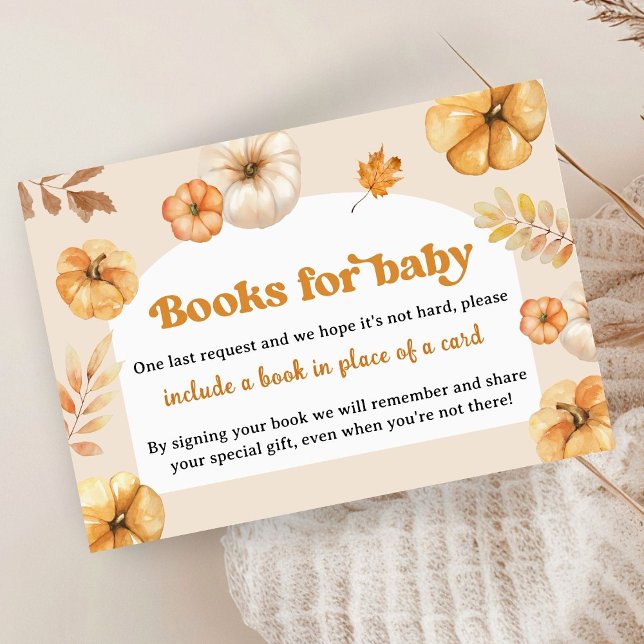 Pumpkin Baby Shower Retro Fall Book for Baby Enclosure Card (Creator Uploaded)
