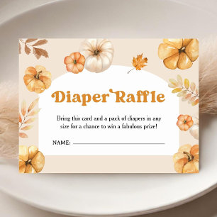 Pumpkin Baby Shower Retro Fall Diaper Raffle Enclosure Card