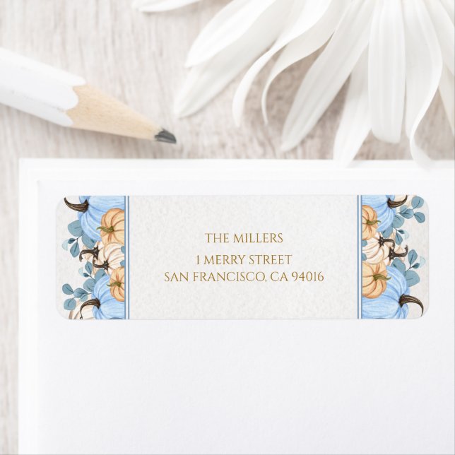 Pumpkin  baby shower return Address Label (Insitu)