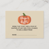 Pumpkin Baby Shower Rustic Diaper Raffle Ticket
