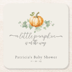 Pumpkin Baby Shower Square Coasters