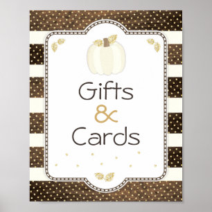 Pumpkin Baby Shower Table Sign, Wood & Ivory Poster