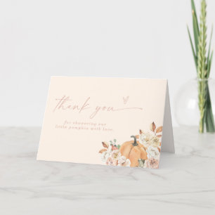 Pumpkin Baby Shower Thank You Card, Boho Fall Baby