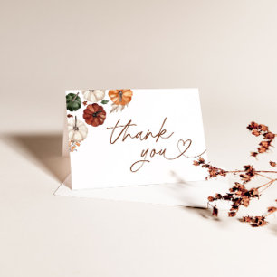 Pumpkin Baby Shower Thank You Card, Boho Fall Baby