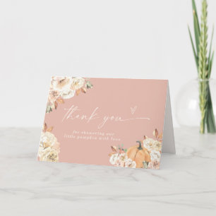 Pumpkin Baby Shower Thank You Card, Boho Fall Baby Card