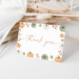 Pumpkin Baby Shower Thank You Card, Boho Fall Baby Card