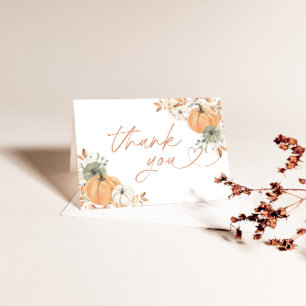 Pumpkin Baby Shower Thank You Card, Boho Fall Baby Card