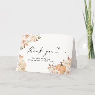 Pumpkin Baby Shower Thank You Card, Boho Fall Baby Card