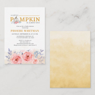 Pumpkin Baby Shower Watercolor Pink Roses Invitati Card