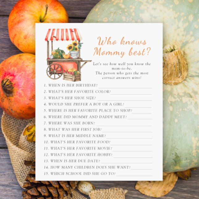 Pumpkin baby shower Who knows mummy best game (Creator Uploaded)