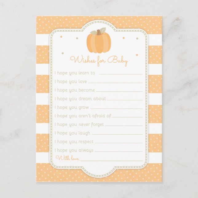 Pumpkin Baby Shower Wishes for Baby Postcard (Front)